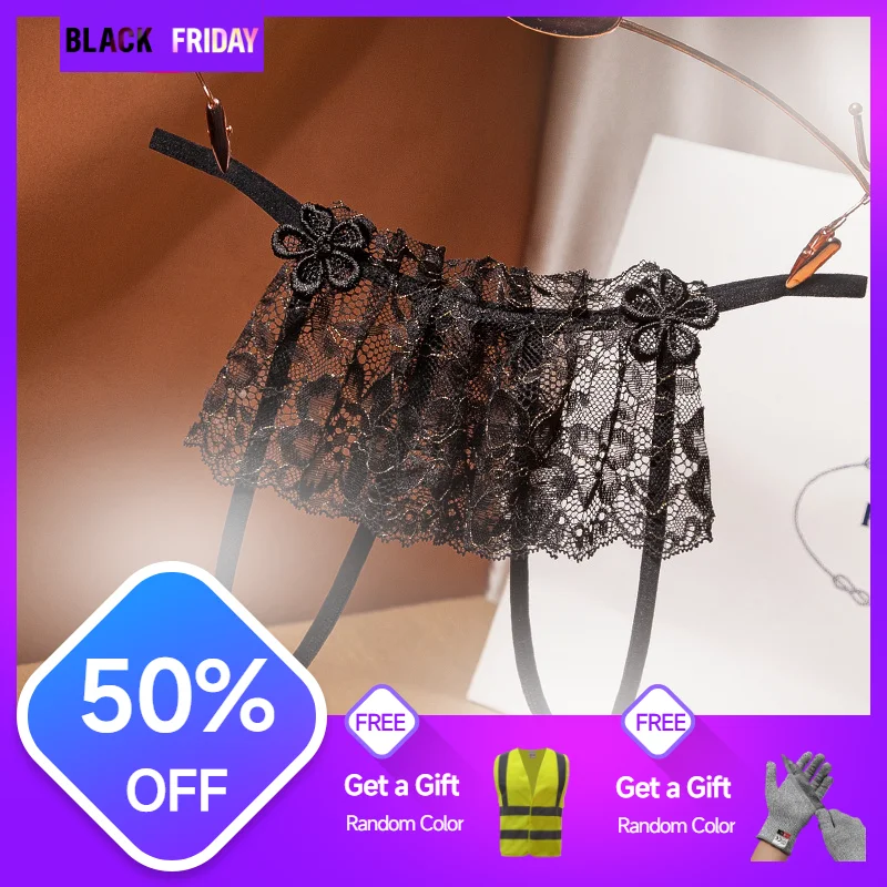 

Women's Art Swinging Skirt Shoulderless Underwear, Fashionable and Sexy Lace Low Waist Perspective thong Valentine's Day Gift