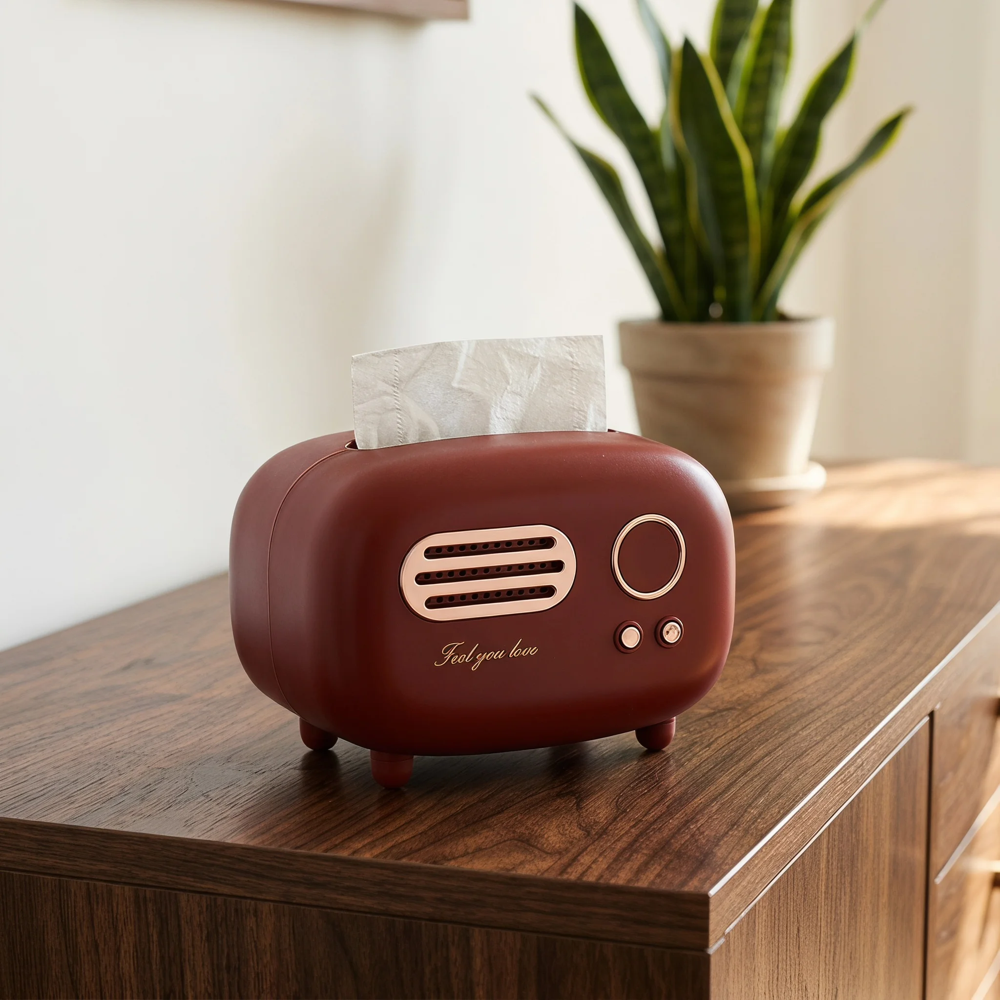 Vintage Retro Radio Model Tissue Box - Napkin Case Desktop Storage Organizer with Paper Holder Ornament Wipes Decoration