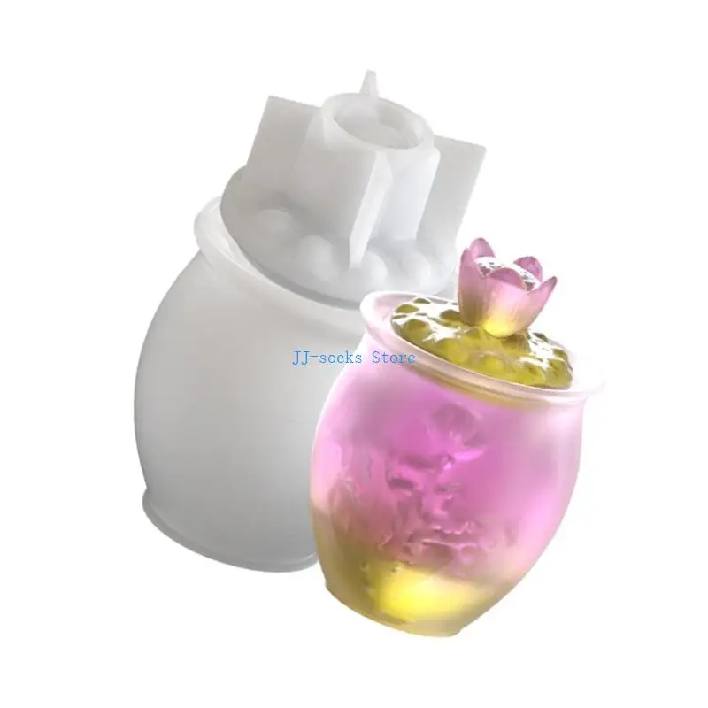 

37JB Silicone Container Mould Storage Jar Mold Lotuses Flower Holder Molds