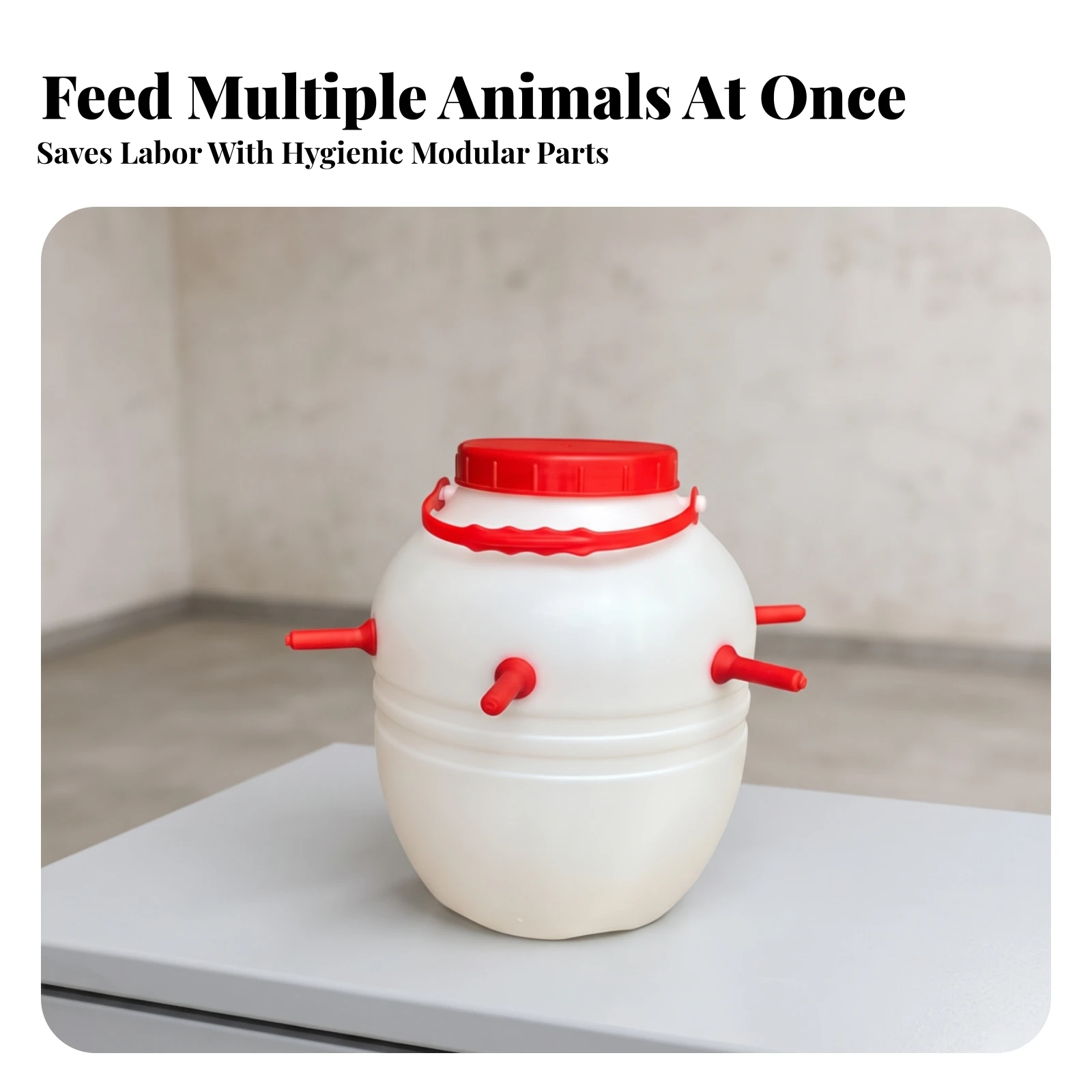 Lamb Feeder with Nipples Large-Capacity Multi-Nipple Livestock Feeding Container Piglet Nursing Bottle with Screw Cap