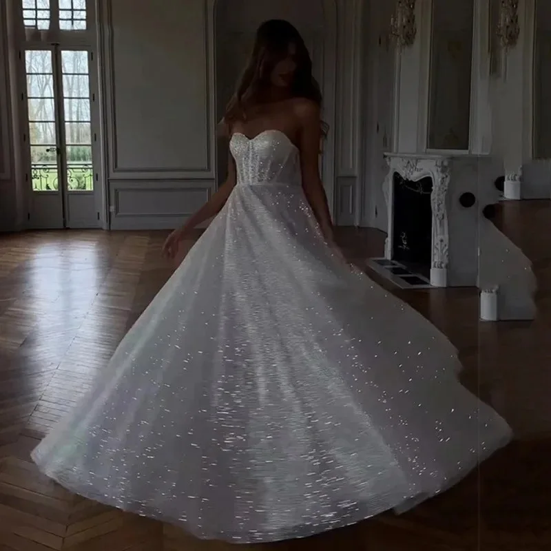 

Formal Occasions Wear Bra Trailing Wedding Dress Bridal Sequins Fairy Light Luxury High-Grade