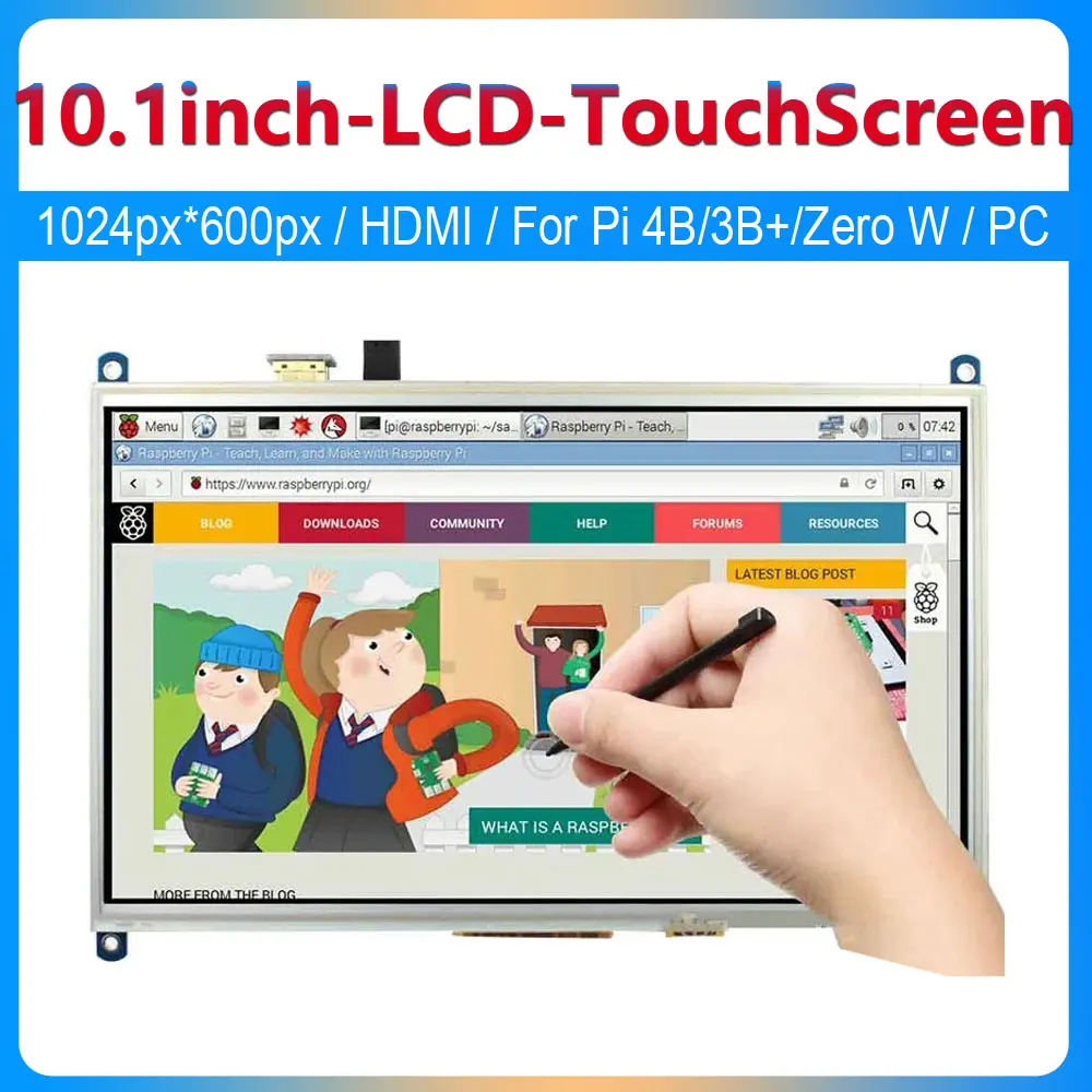 PC/Raspberry Pi 10.1inch LCD display Capacitive HDMI interface Touch Screen 1024px*600px  For Raspberry PI4B/3B/3B+/Zreo