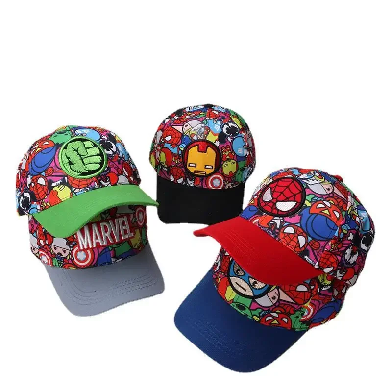 Marvel Anime Movies Avengers Baseball Cap Spiderman Hulk Iron Man Captain America Kids Hip Hop Hats Children Birthday Gifts