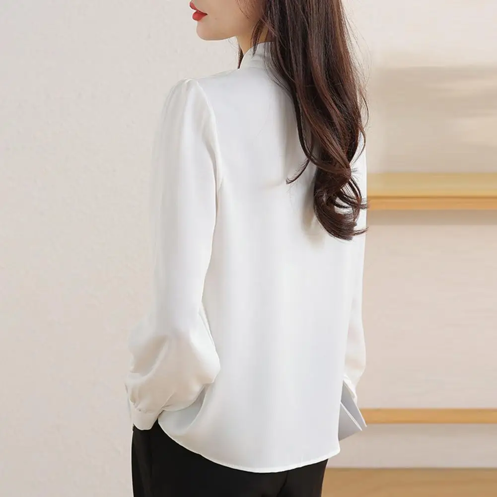 Camisas y blusas de otoño y primavera para mujer, camisa de manga larga con una botonadura, Tops de gasa holgados de Color sólido