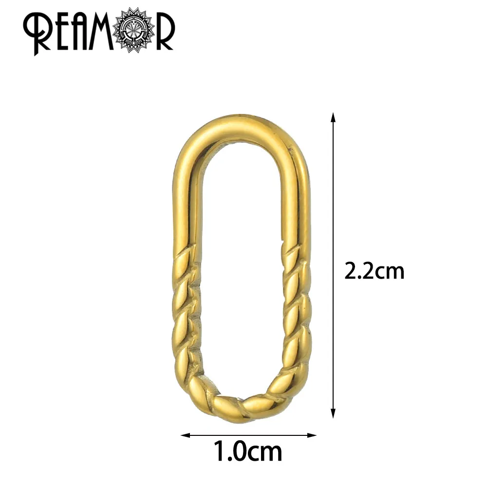 REAMOR 4pc Stainless Steel Connectors Pendant Gold Color Geometry Round Pig Nose Charms For DIY Necklace Bracelet Jewelry Making