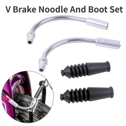 2/4/6pcs V Brake Noodle and Boot Set Aluminum MTB Bike V Brake Noodles Bend Tube Cable Guide Bend Tube Sleeves Protector Hose