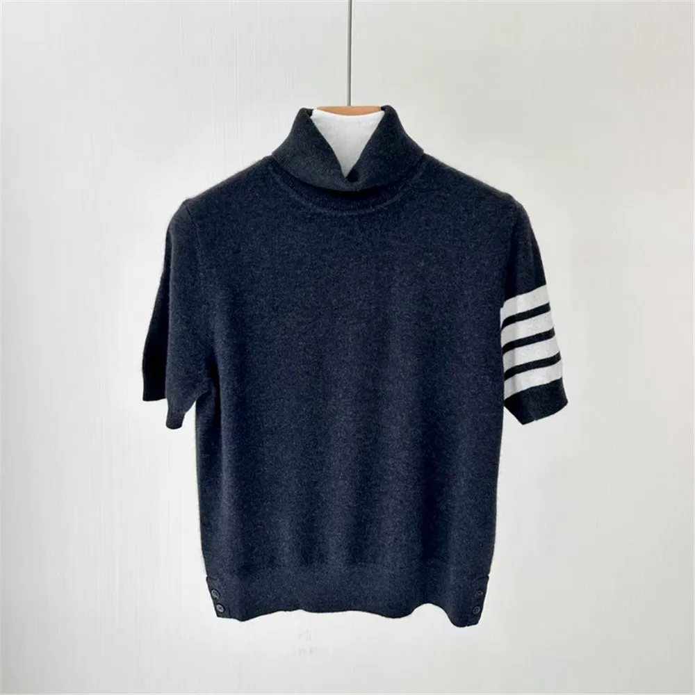 Women's 25 Autumn/Winter New High Collar Cashmere Short Sleeve Knitted Top