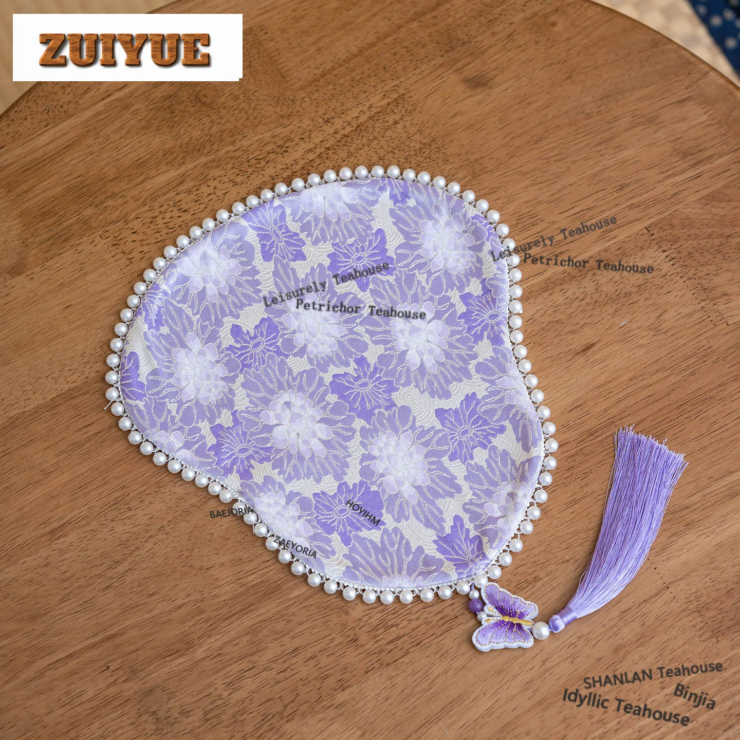 HOYIHM Brocade Gourd Bead Edge Tea Table Mats Ancient Teacup Coaster Set Drink Coaster Dinner Table Cloth Mat Cha Supplies