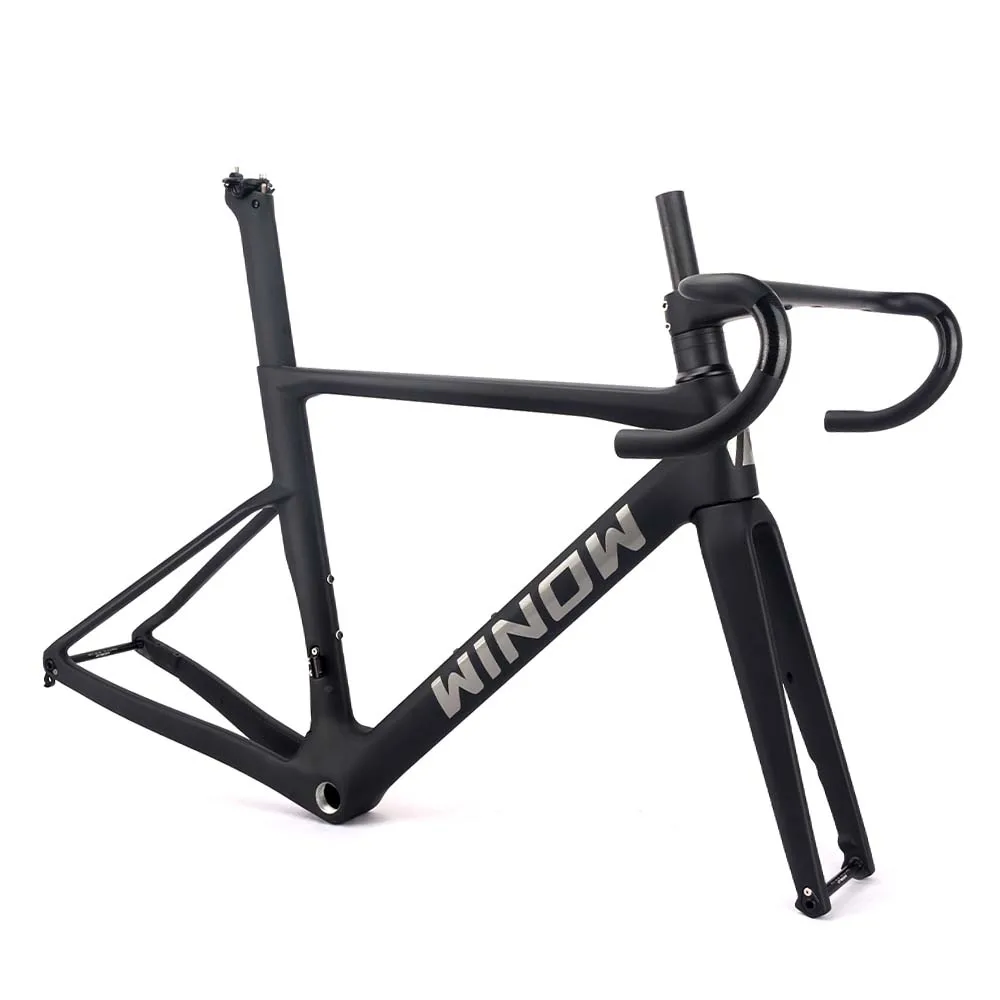 Winowsports-Cadre de vélo de route en fibre de carbone, frein à disque, acheminement complet des câbles cachés, DI2, 700 x 28C