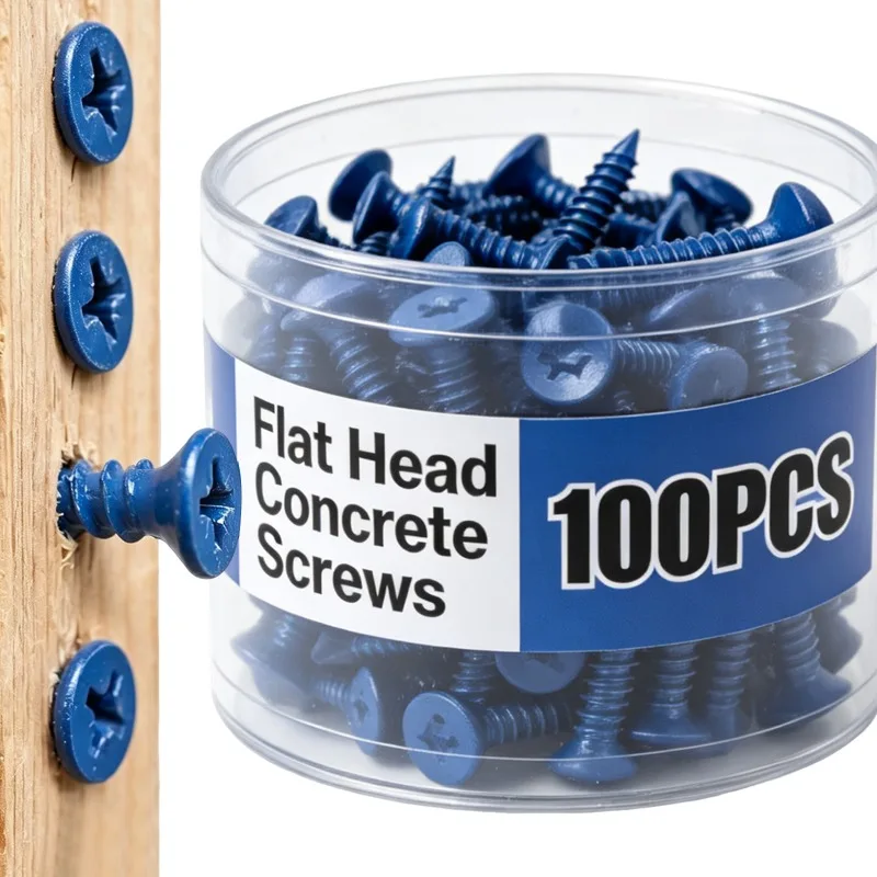 100/50x Concrete Screws Anchor Heavy Duty Phillips Heavy Duty Countersunk Screw For Block Cement Woodworking Furniture Fasteners