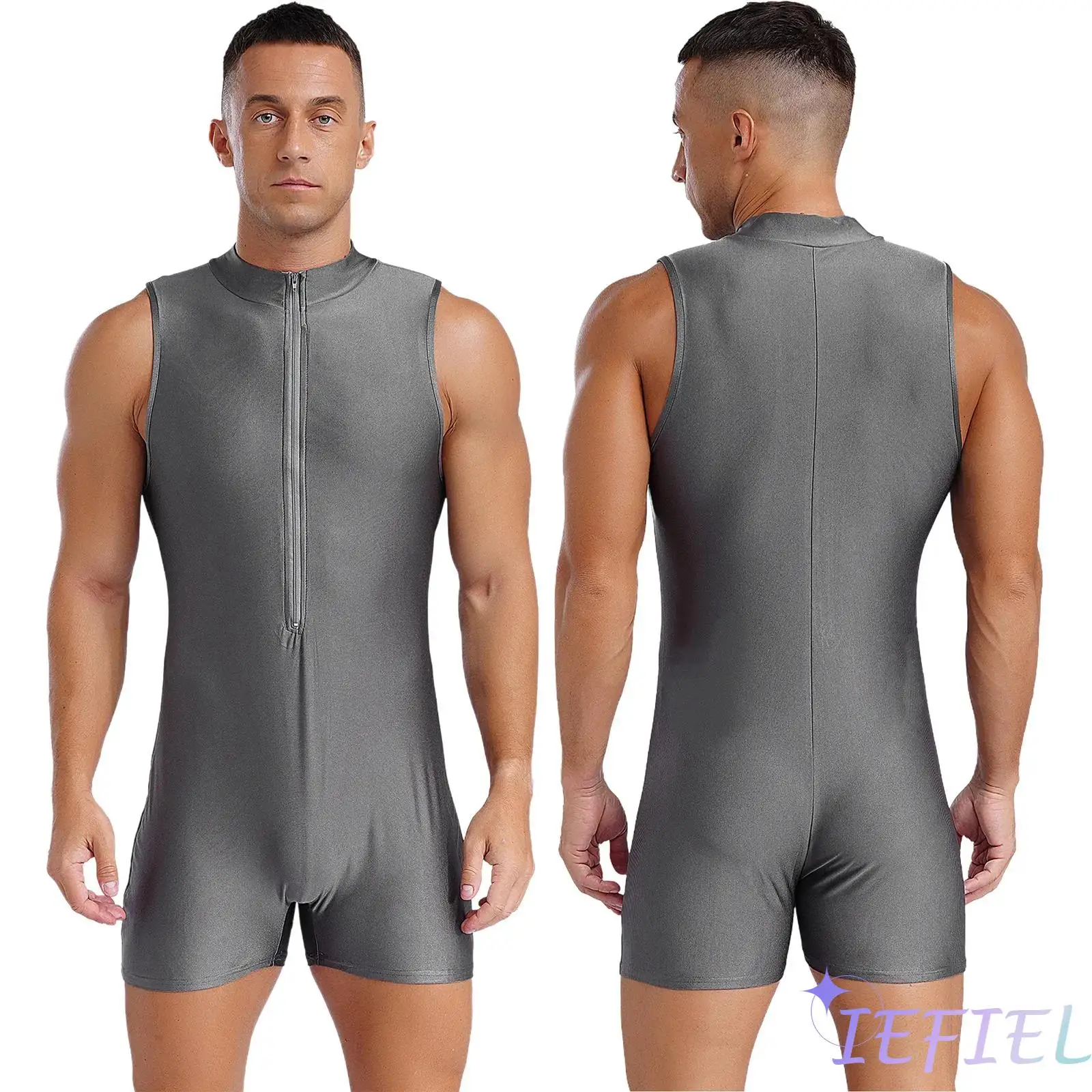 

Men Solid Color Sports Workout Leotard Shorts Jumpsuit Gym Fitness Gymnastics Dance Training Bodysuit Biketard Wetsuit Swimwear