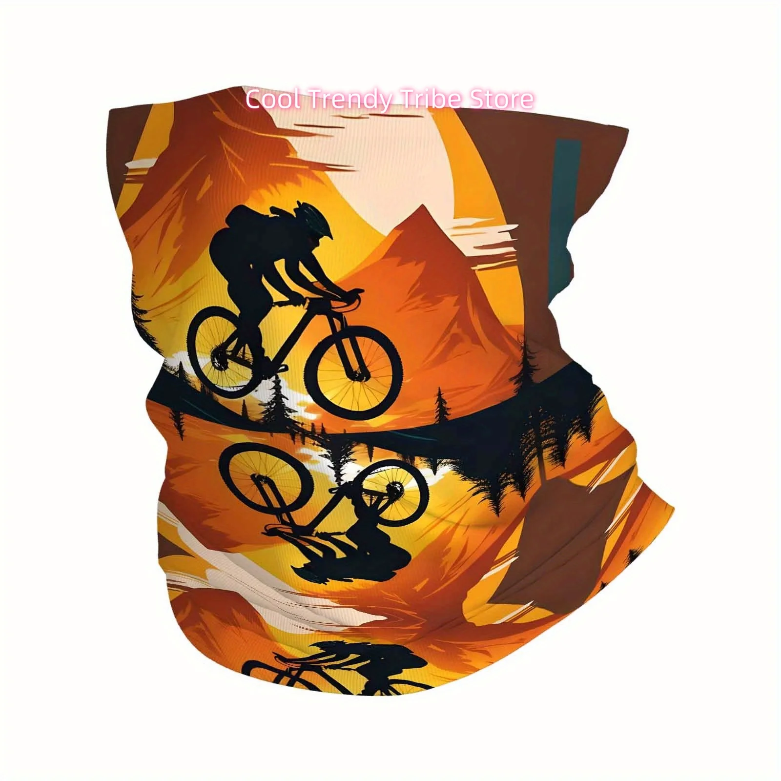 Mountain Biking, Sunset, Pattern Multi Functional Print Scarf Men Women Unsix Mask Neck Mask Suitable Outdoor and Headscarves Fa