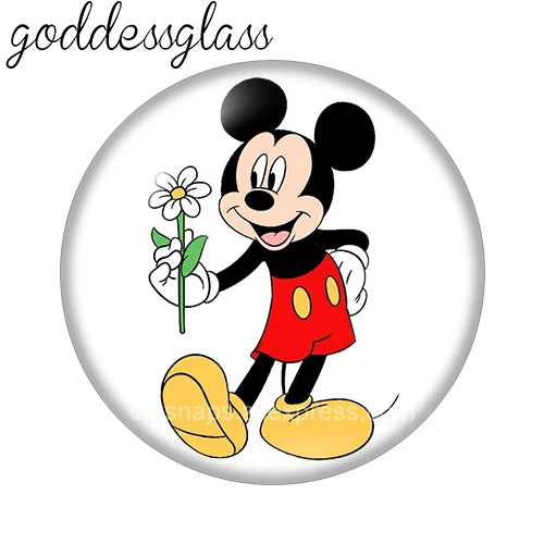 Disney Cartoon Mickey mouse Cute 10pcs Round photo 12mm/18mm snap buttons for 12mm/18mm snap bracelets DIY jewelry