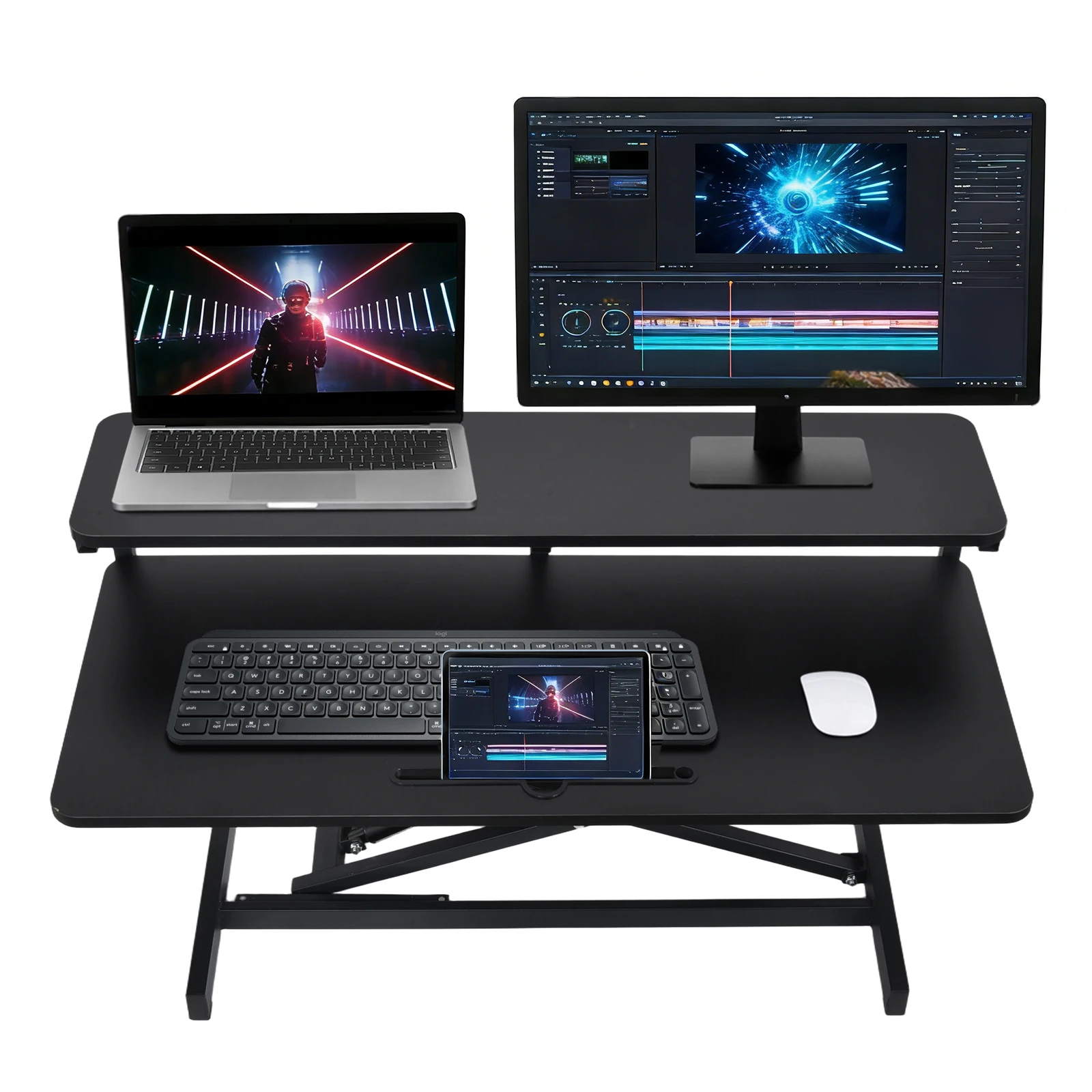 

Stand Up Desk Riser 37 Inch, Height Adjustable Sit to Stand Converter, Ergonomic Computer Riser for Healthy Posture