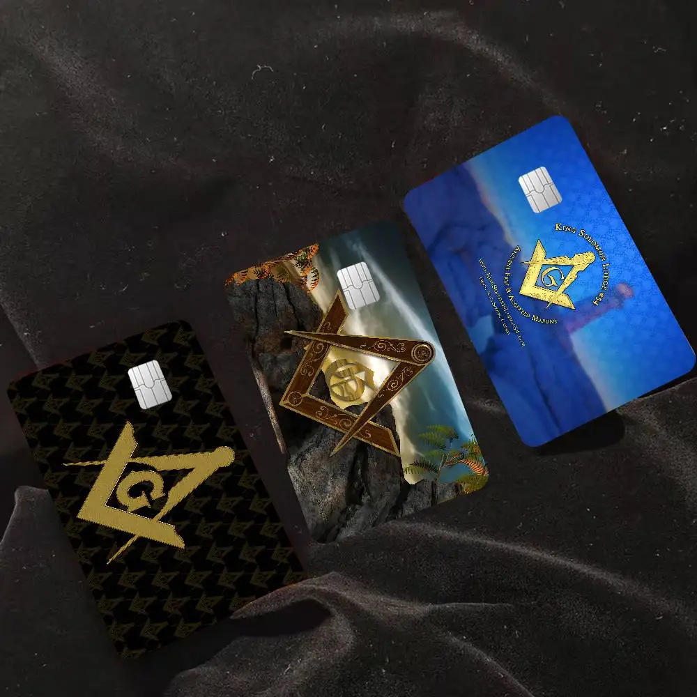 Masonic Lodge Freemasonry Logo Fashion Matte Gold Silver Black Matte Film Skin Sticker Tape for Bank Credit Debit Card