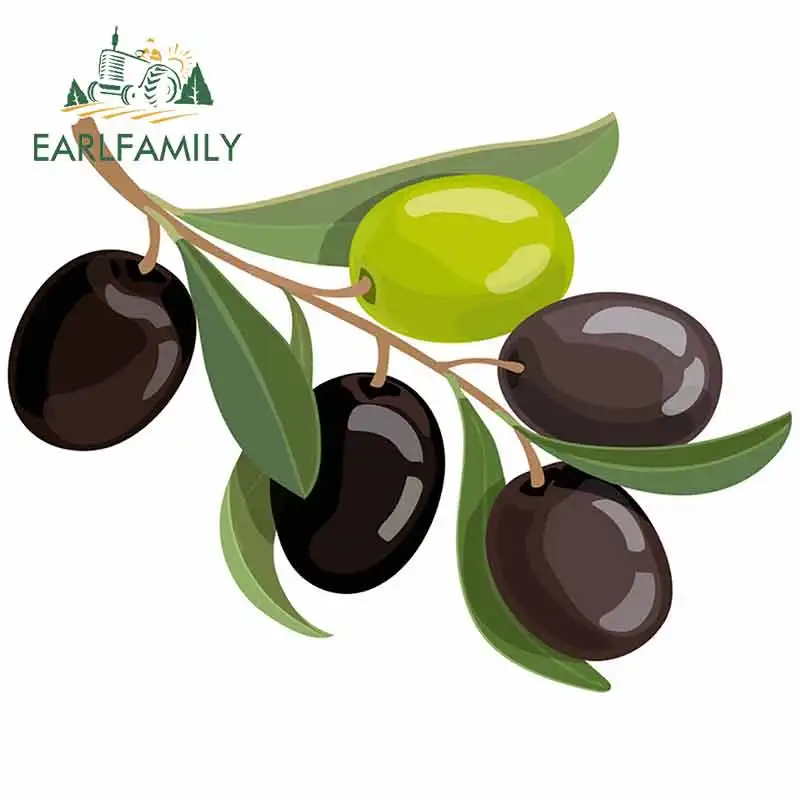 EARLFAMILY 13cm x 9.6cm for Olives Bunch Logo Green and Black Olives Branche Fine Decal Vinyl Car Sticker 3D Funny Waterproof