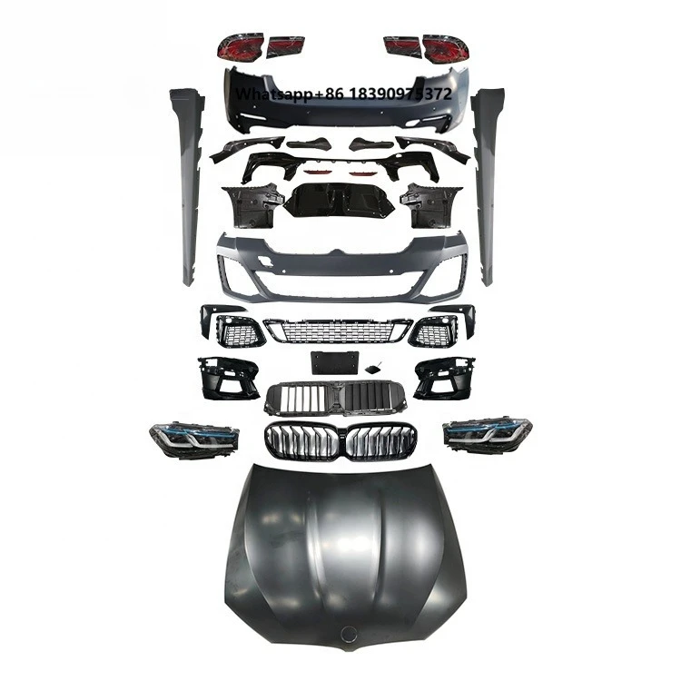 For 5 Series PRE-LCI G30 G38 PP Material Primer Upgrade LCI M-Tech M Sport Style Body Kit with Headlight Tail Light Bodykit