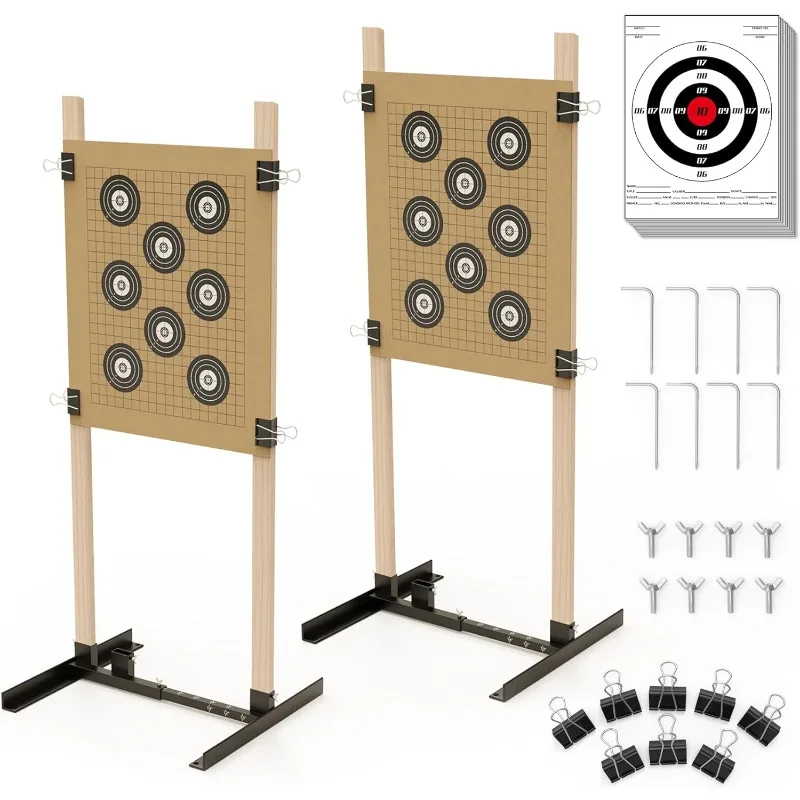 

Shooting Target Stand for Outdoors, Durable Paper Target Holder with Stable Adjustable Base for Paper Shooting Ta