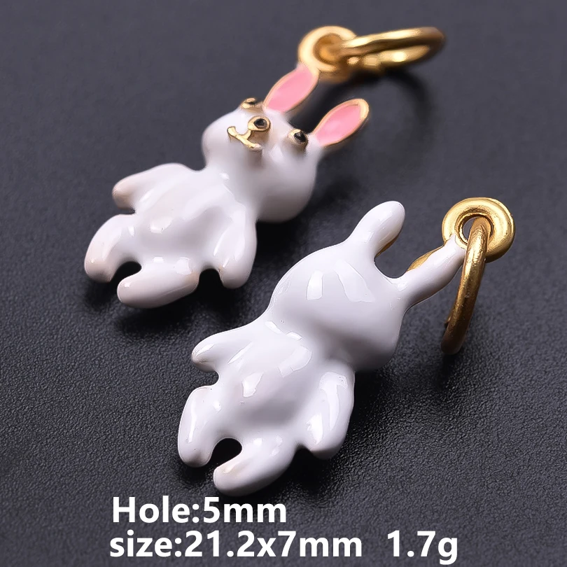 6 Stück Metall-Anhänger der Tier-Serie: Ente, Delfin, Giraffe, Hase, handgefertigt, zum Selbergestalten, personalisierbar, für Herren- und Damen-Halsketten, Schmuck. – Detail 11