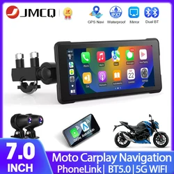 7-inch motorfiets Carplay-display GPS-navigatie Draadloze Carplay Android Auto IPX7 waterdichte draagbare DVR touchscreen