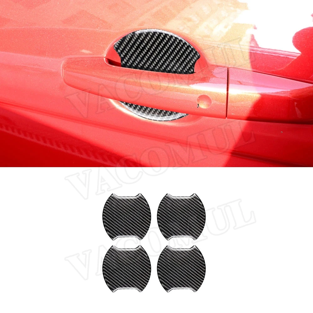 

4 PCS/Set Carbon Fiber Door Handle Bowl Trim Cover Scratches Resistant Stickers For Toyota For BMW Universal Car