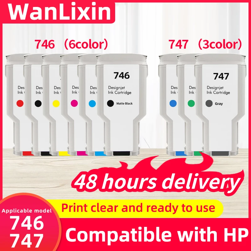 

746 747 P2V82A P2V83A P2V80A Pigment ink Compatible Color Inkjet Ink Cartridge for HP746 for HP DesignJet Z6 Z9 Z9+ Printer