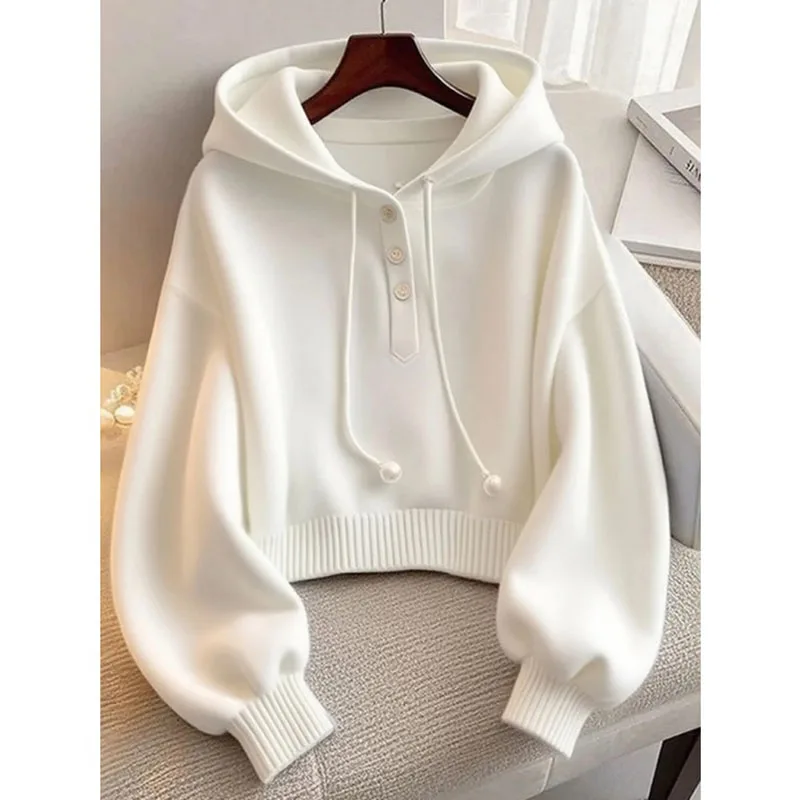 2026 خريف/شتاء جديد وصول المرأة هوديي جودة عالية الصلبة مقنعين البلوز الفاخرة المنزل في الهواء الطلق بلوزة عصرية غير رسمية #4