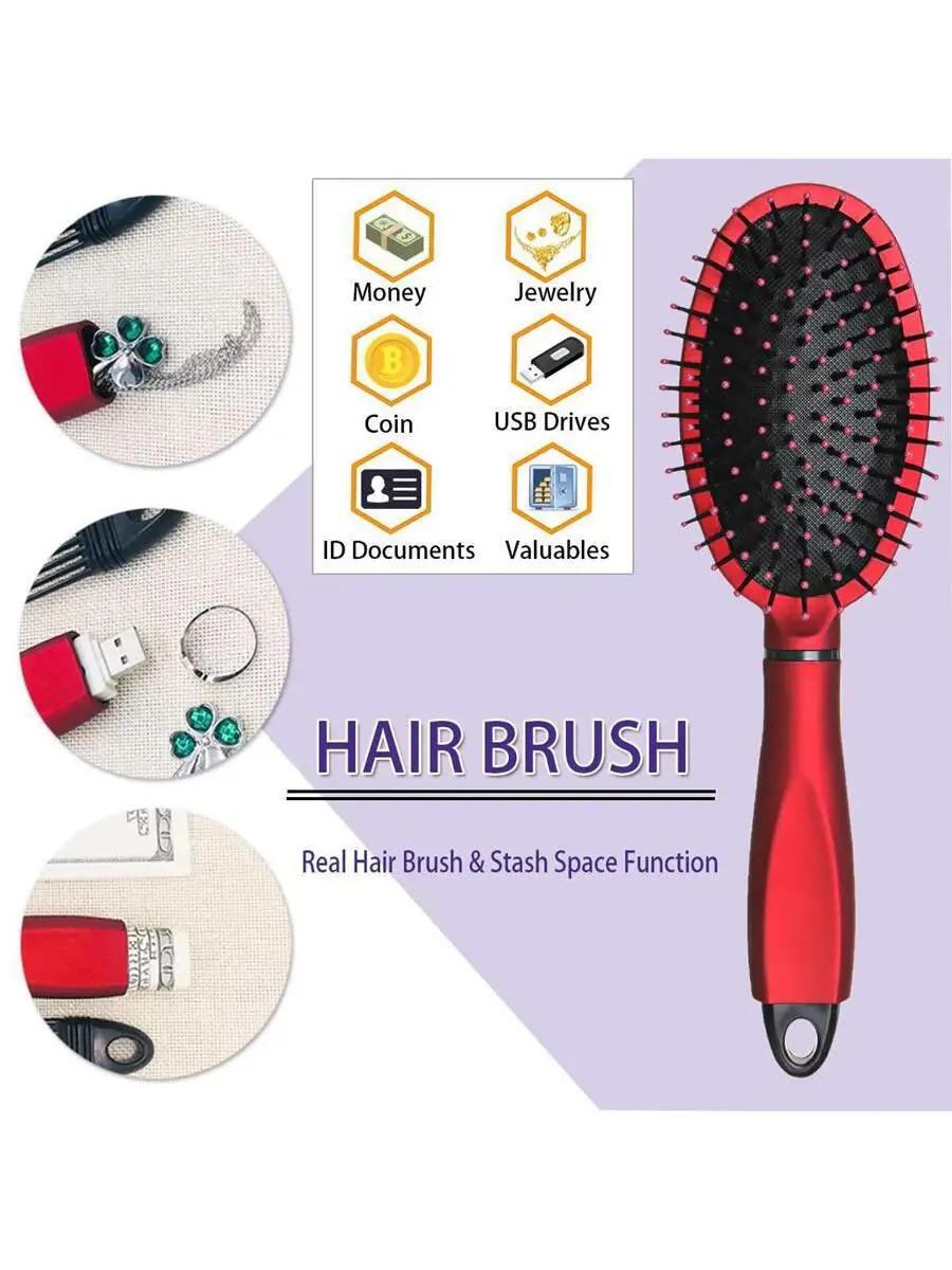 Hair Comb Secret Stash Hidden Safe Diversion Hair Brush Key Safe Box Hiding Diamond Jewelry Storage For Bedroom Bathroom Carry