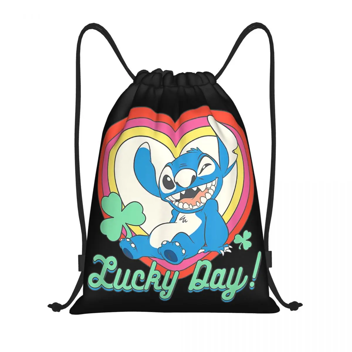 Mochila plegable con cordón para hombre y mujer, bolsa de almacenamiento para entrenamiento, deportes, gimnasio, puntada personalizada, Lucky Day