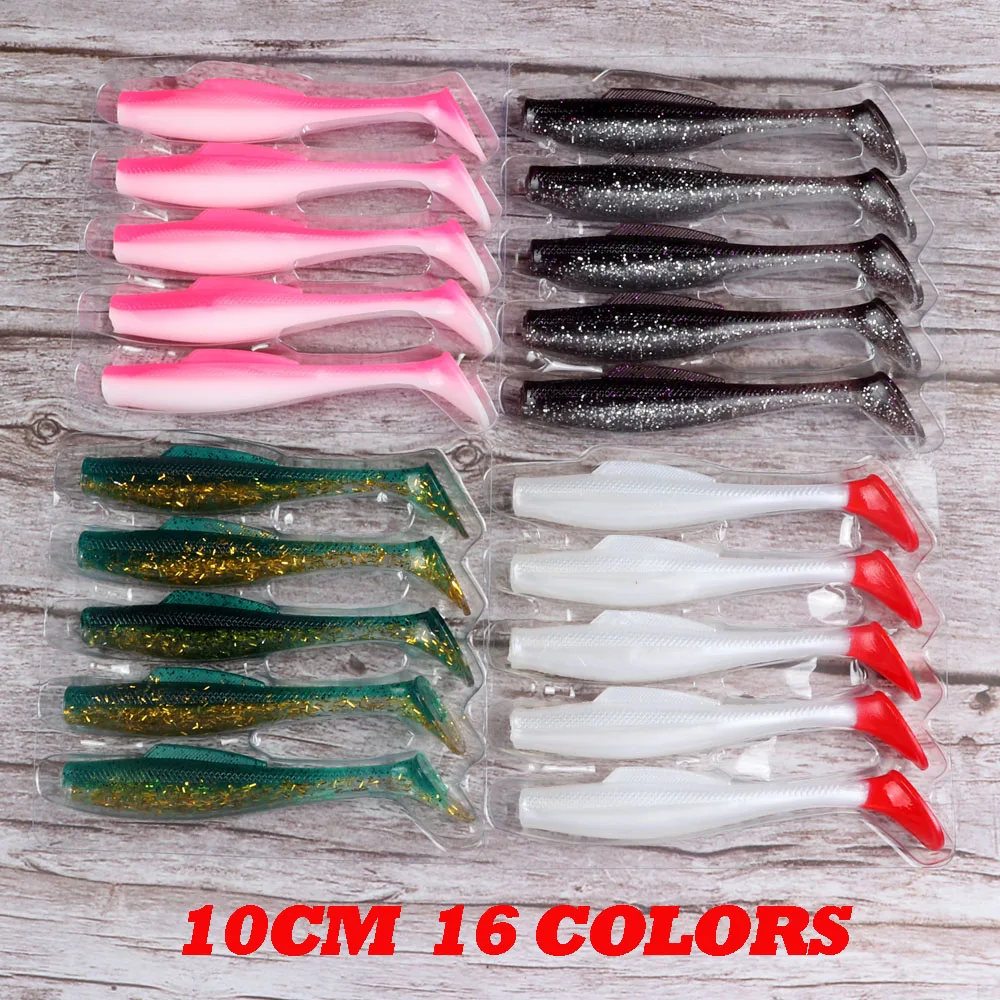 ATUENO 5pcs Fishing Lure Soft 100mm 10cm 6.5g TPR Plastics Baits Swimbait Jigging Lure Artificial Baits Floating Crazy Soft Worm