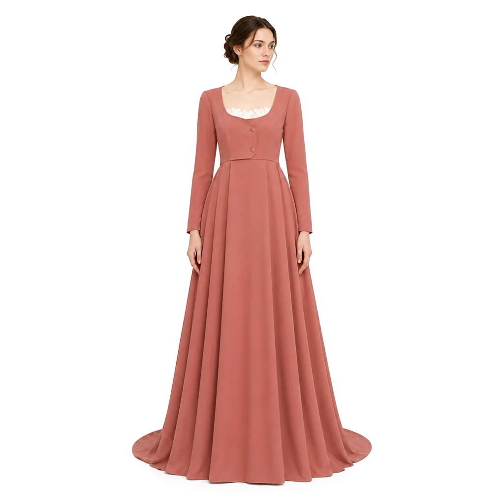 Regency Day Jane Austen Dress Adult Women's Pink High Waistline Ball Gown Dress Vintage Dress Victorian Party Uniform