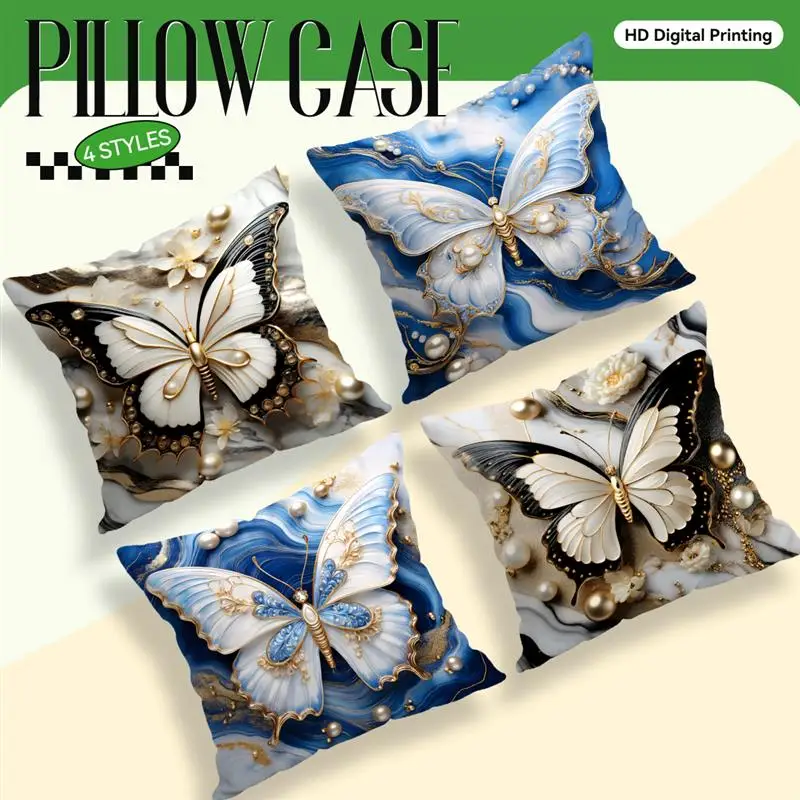 3D Schmetterling Blau/Schwarz Druck Home Decor Kissenbezug Schlafzimmer Wohnzimmer Sofa Dekoration