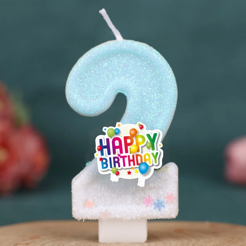 Happy Birthday Cake Topper Decorated Digital Colorful Candle Children's Delicate 0-9 Number Candle Party Decor Gift Boy Girl