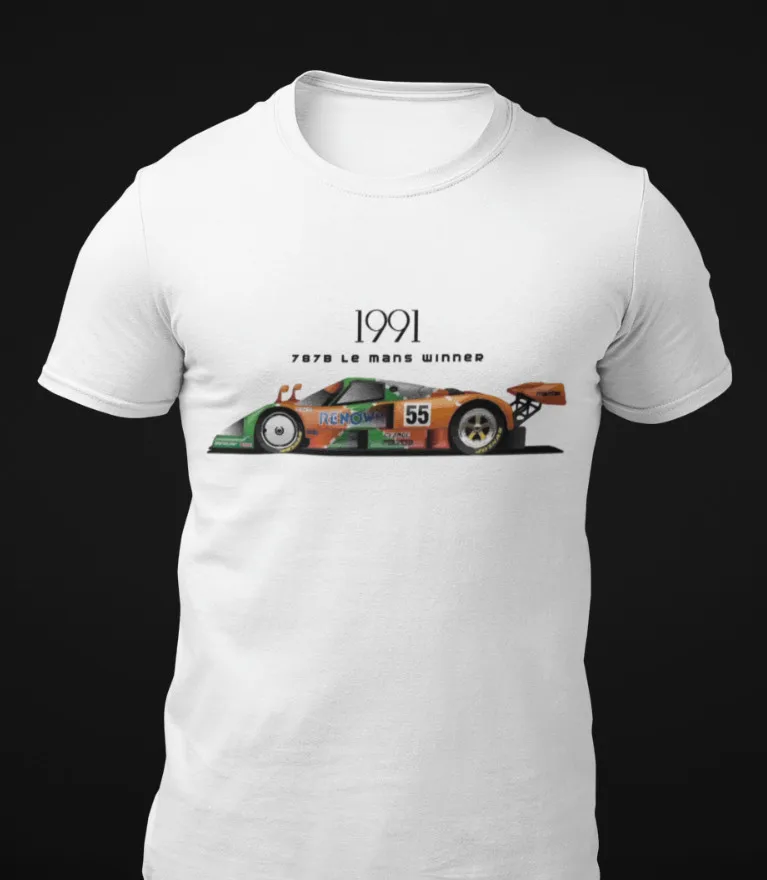 1991 787B Gruppe C GTP Rennwagen Gewinner Kurzärmeliges Unisex-T-Shirt