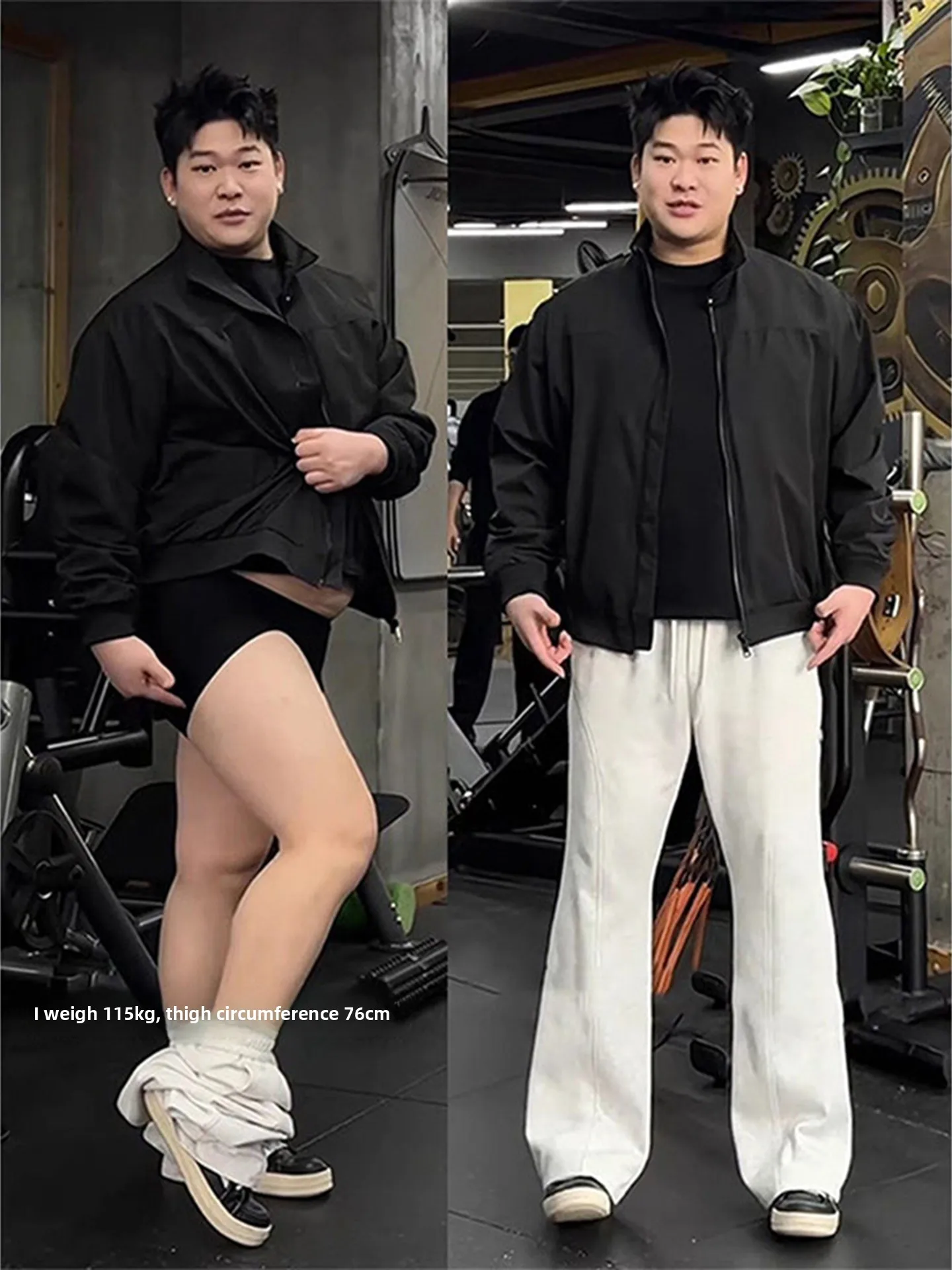 

plus Size Men's Fce Lined Angle Cut Knife Casual Pants Autumn Winter Loose Fit Straight Leg Butt Covering Slimming Fl...