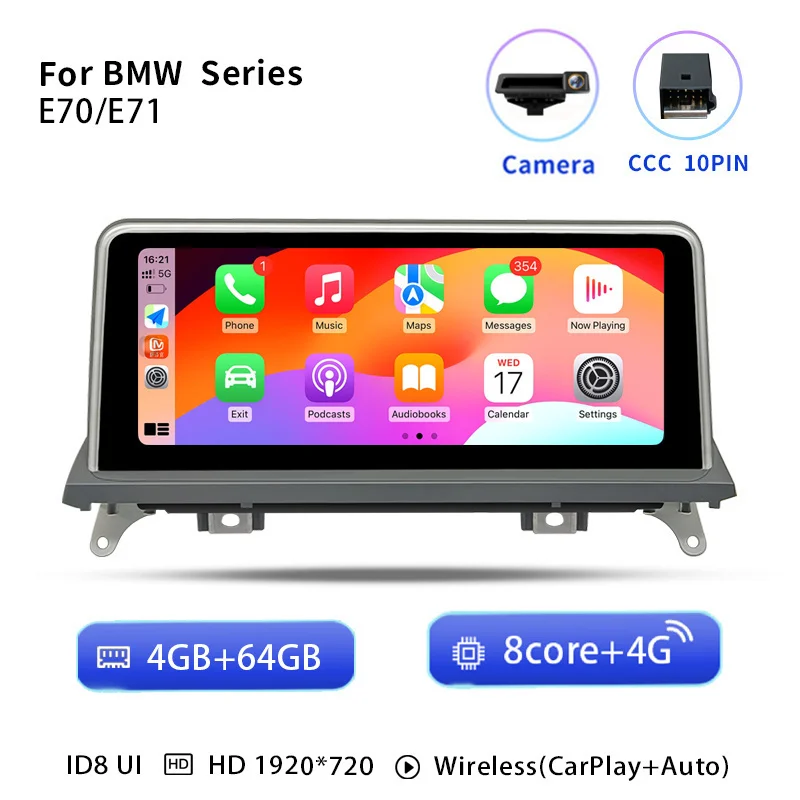 Uckazy Car Android 14 Multimedia Speler voor BMW X5 E70 X6 E71 2007-2013 Autoradio Scherm Origineel CCC CIC Navigatie