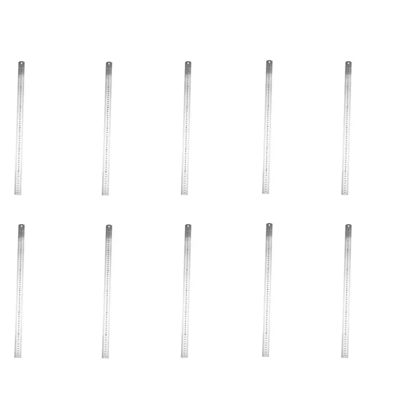 Ingenious-10X Stainless Steel Double Side Measuring Straight Edge Ruler 60Cm/24 Inch, Silver