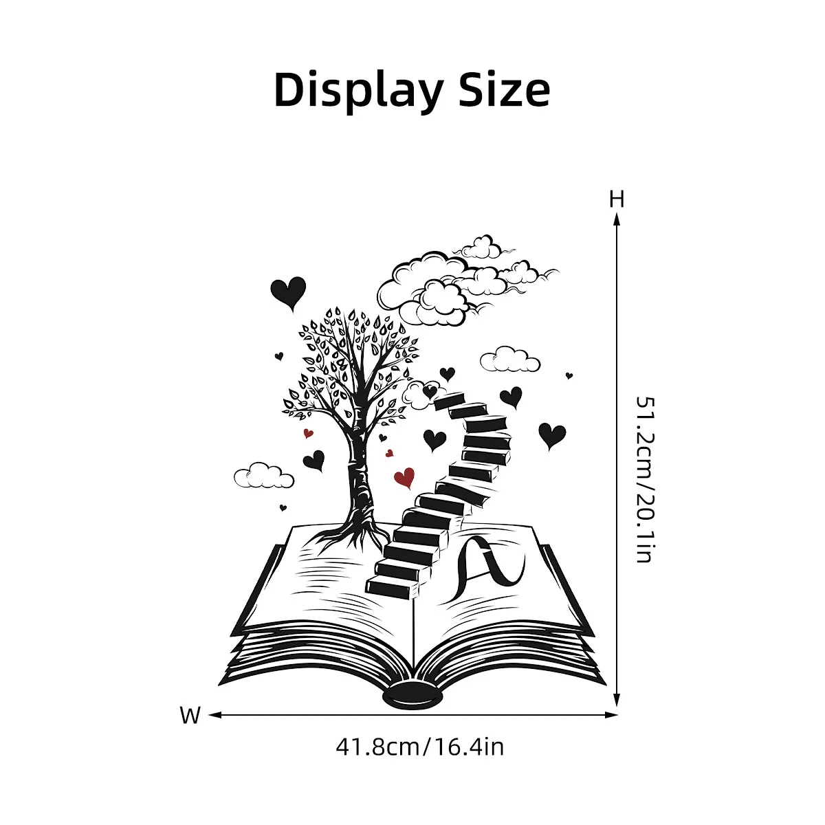 Wall Stickers for Living Room Bedroom Home Decoration Creative Black Heart Book World Ladder Tree Wall Decals Office Wall Decor