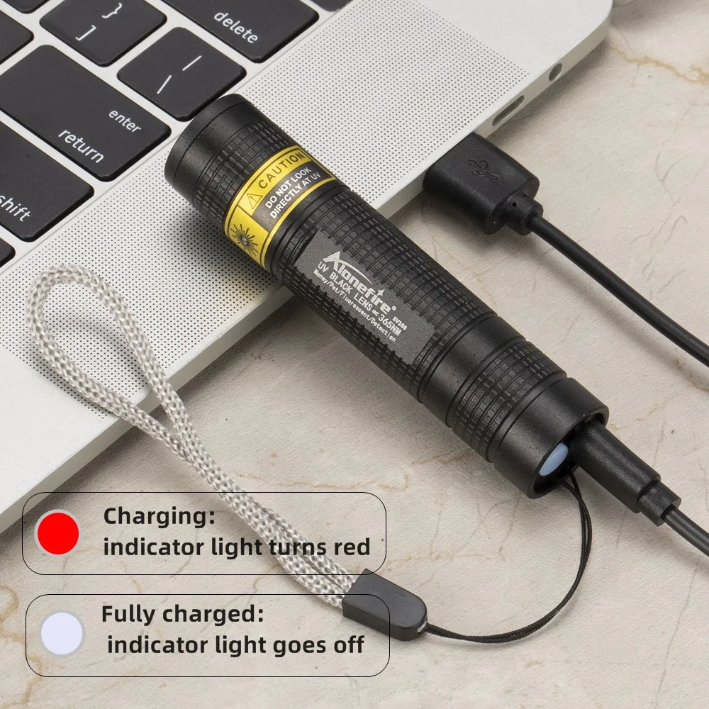 Mini 365nm Led Black light UV Flashlight Usb Rechargeable Nail lamp Pet Stain Leakage Marker Ore Money Scorpion Detection lamp