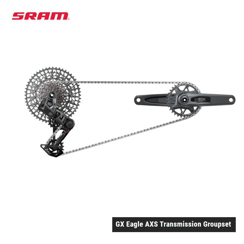 

SRAM GX Eagle AXS Transmission Groupset Available with 165,170,175mm crankarm and 32T chainring GX Eagle Transmission derailleur