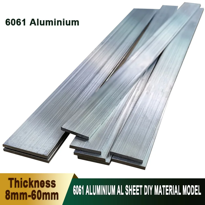6061 Aluminum Flat Bar Thickness 8mm 10mm 12mm 15mm 20mm 25mm 30mm~60mm Aluminium AL Sheet for DIY Material and Machinery Parts