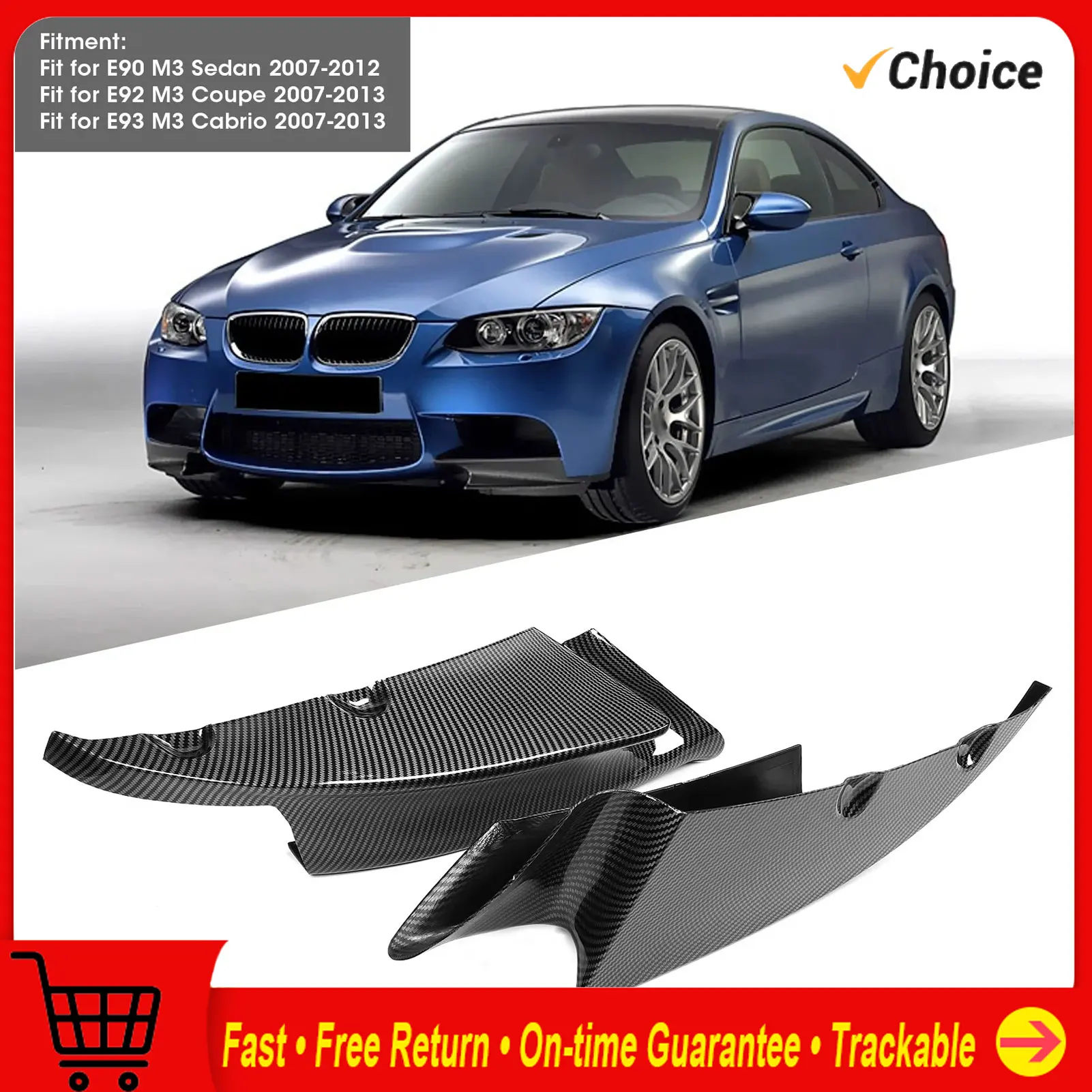 

Front Bumper Deflector Pair Front Bumper Spoiler Lip Deflector Splitter Fit for E90 E92 E93 M3 2007‑2012 Front Bumper Diffuser