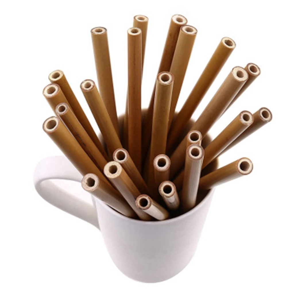 30Pcs Bamboo Straw Reusable Straw 10cm Hollow Wooden Tube Bamboo Drinking Straws for Kitchen Home Party Wedding Bar Tool