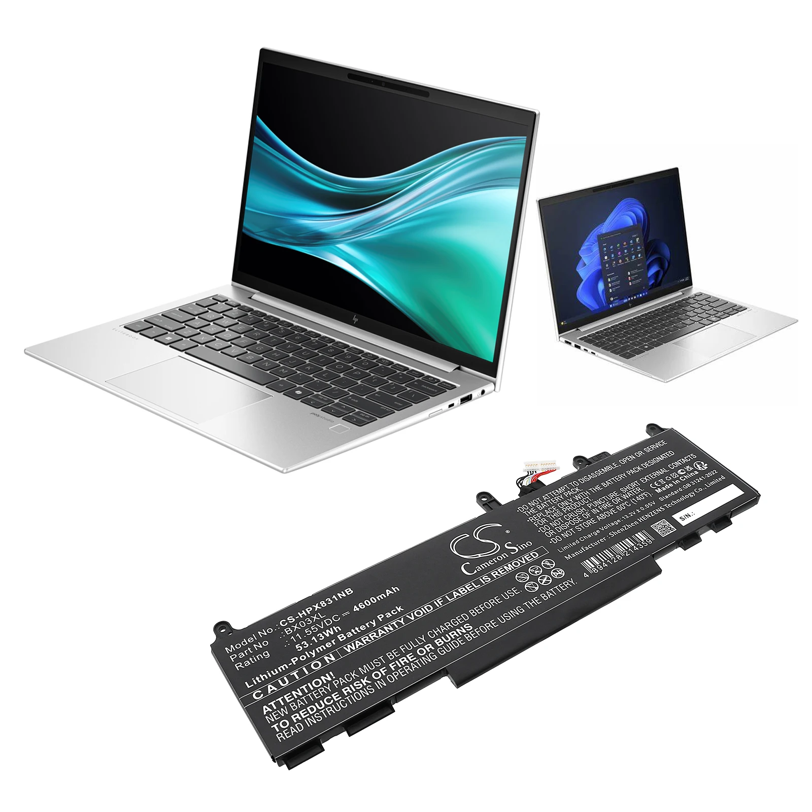 Replacement 11.55V 4600mAh Battery BX03XL BX03056XL HSTNN-AB1D for HP EliteBook 830 G11 845 G11 ZBook Firefly 14 G11