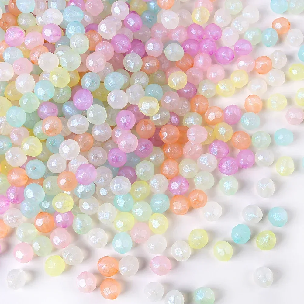 Mermaid Color Acrylic Football Faced Beads Loose Spacer Beads For Jewelry Making DIY Chain Necklace Jewelry Clothes Accessories