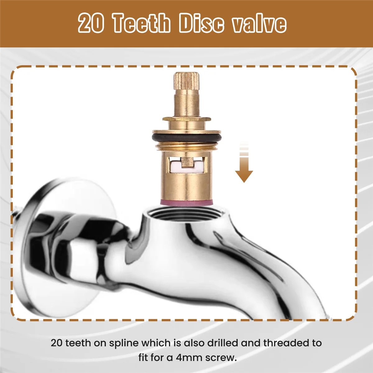 copper Disc valve 2 pcs 1/2 inch 20 Teeth Ceramic Tap Disc Quarter Turn Valve Replacement Hot Cold