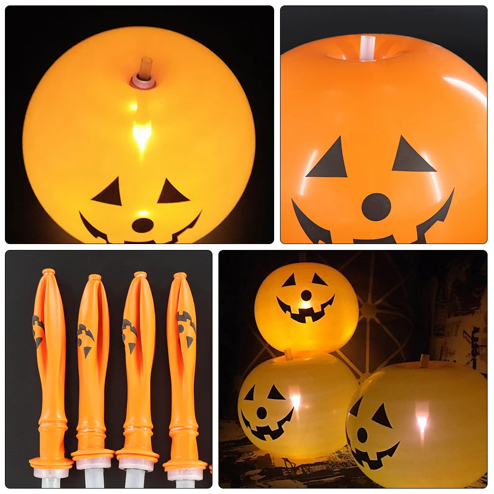 

1Set Inflatable Latex Balloons Halloween Pumpkin Decor LED Light Fast Inflate Deflate Latex Balloons Inflatable Balloon