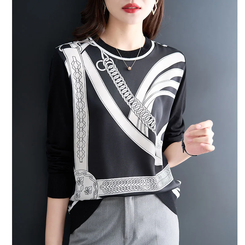 

Women's Long-sleeved Spring 2025 New Black Fashionable Sweater with Inner Wear and Outer Wear Spring and Autumn Korean Loose Top