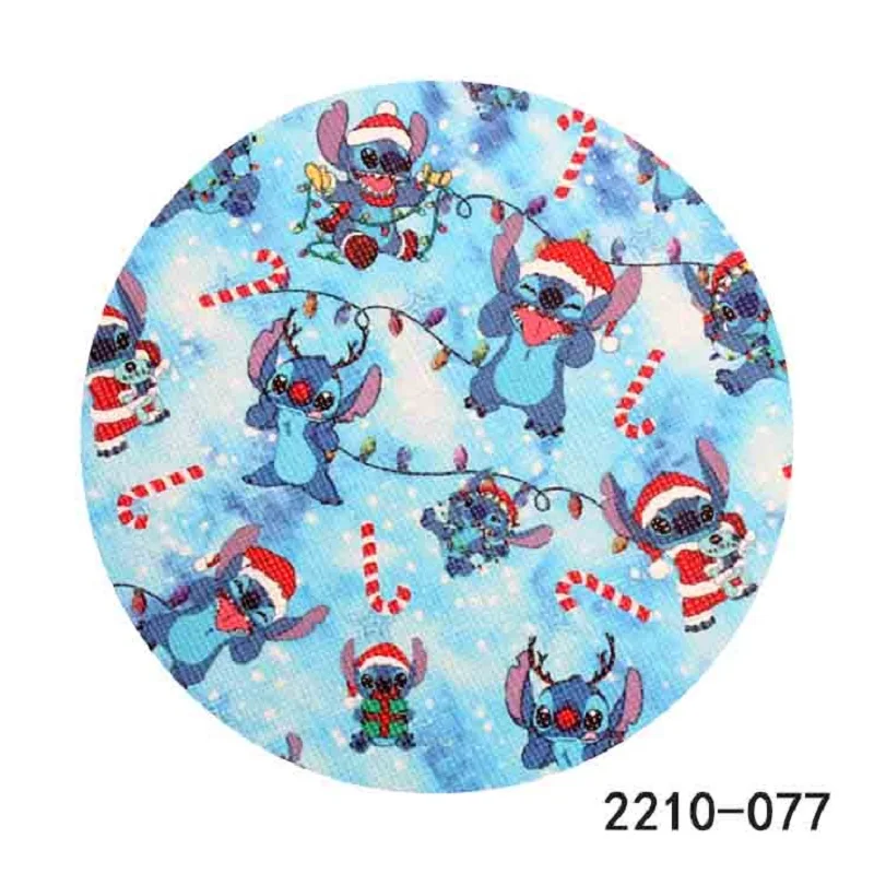 Printed Disney Stitch Christmas Decoration Faux Leather Roll 30X136cm for Hairbow DIY Craft Material