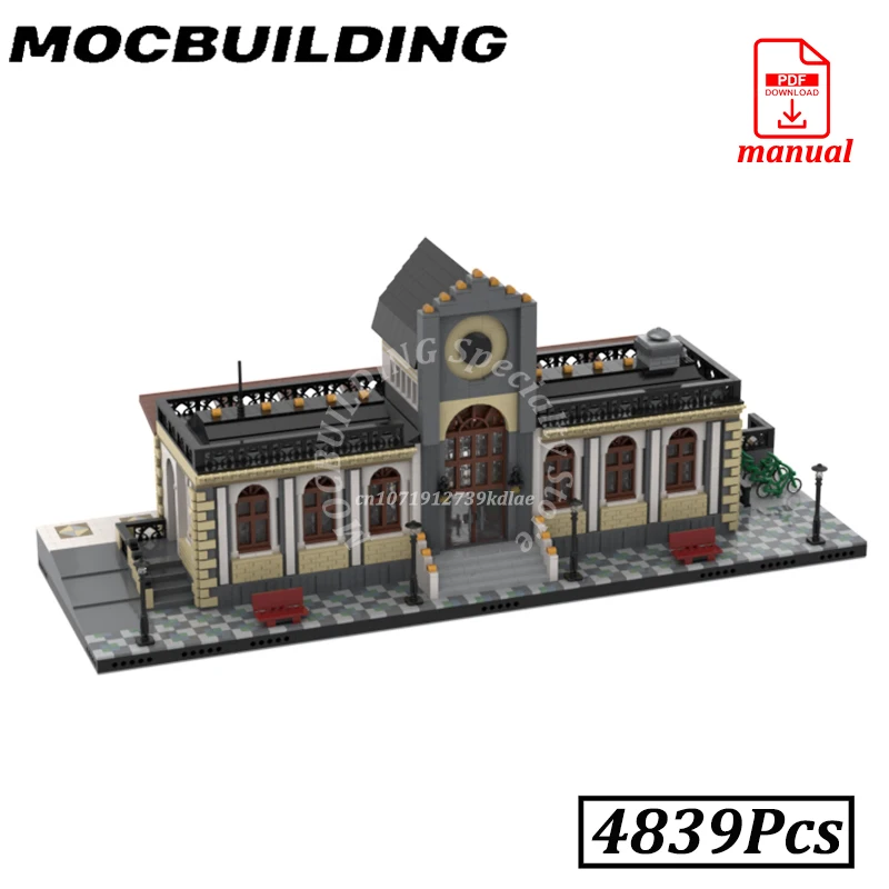 4839Pcs Train Station Blocks Railway Station with Detailed Interiors City Street View MOC Building Bricks Construction Toys